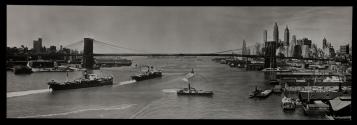 [Brooklyn Bridge, with Brooklyn on the left and Downtown Manhattan on the right side]