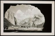 [Monolith seen through redwood tunnel, Yosemite]