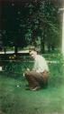 [Man next to tulips]