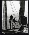 [Man on girders, mooring mast, Empire State Building]