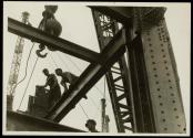 [Steel workers on girder, Empire State Building construction]