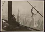 [Man on beam, Empire State Building construction]