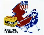 Advertisement with logo for US Ski Team featuring Kodak Film