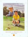 Season's Greetings caricature of two golfers, Juli Inkster and Mark O'Meara