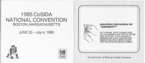 Photo frame and card from 1985 CoSIDA National Convention