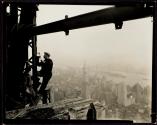 [Men with cutting torch on girders, Empire State Building]