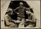 [Soldiers playing cards, Army training camp]