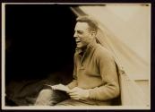 [Soldier laughing, Army training camp]