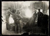 Pouring steel in the old-way in a small steel-mill - Pittsburgh 1909
