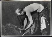 [Steel worker washing up]