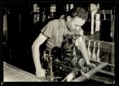 Automatic warp-twisting machine in a Paterson rayon mill.