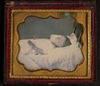[Child laid out with violets]
