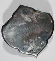[Etched silver casket plate, reading "Our Darling"]