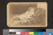 [Deceased child laid out on paisley blanket]