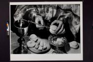 [The Holy Eucharist shown under the species of both bread and wine.]