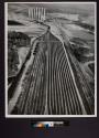 [Aerial view of railyard]