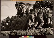 [Soldiers working on "Bailey Bridge" construction]