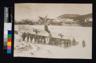 [Group in front of crashed plane]