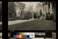 View of Eastman's front lawn, house fascade and neighboring Ross house