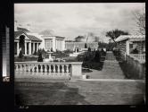 View of terrace garden showing palm houses and green houses