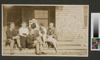 George Eastman and guests on porch, Oak Lodge trip