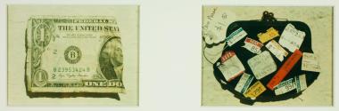 [Dollar bill and change purse]