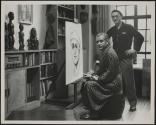 [Rufino Tamayo at easel with drawing of Nick Muray]