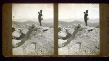 [Photographer Will Connell with equipment at Vasquez Rocks, California]