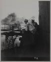 Immediately after the torpedo struck, crewmen started to battle the flames with chemicals from an upper companionway.