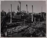 [View from east bank of the Genesse River at the Platt Street Bridge, including R.G.&E plant, Rochester NY]