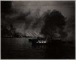Rocket Burst, Peleliu - One of the Pacific Fleet's landing craft launches an attack against the beaches of Peleliu in the Palau group on D-Day, September 15, 1944, preceding landings by troops of the 1st e Division.