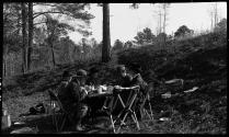 George Eastman and friends picnicing at table, Oak Lodge Trip