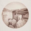 Interior Temple Abydos, Ruth Langdon on rock
