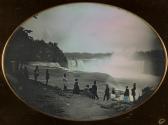 Tourists viewing Niagara Falls from Prospect Point