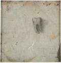 [Silver foil on frosted glass, no visible image, drawing of a tooth, verso]
