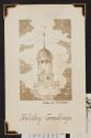 [Christmas card of the clock tower at the Moravian Church]