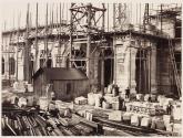 [Stoneworkers in front of Subscribers' Pavilion, during construction of Paris Opera]