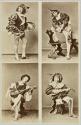 [Men in medieval costumes (uncut sheet of cartes de visite)]