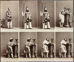 [Five men in theatrical clothing]