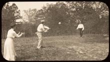 George Eastman and friends playing baseball, Oak Lodge Trip