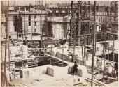 [Auditorium seen from right side, looking towards stage, during Paris Opera construction]