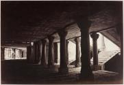 [Wrapped columns, right secondary stairs, during Paris Opera construction]