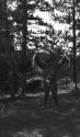 Man with rack of antlers, Wyoming Trip