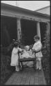 Dryden children in Eastman's garden with Watson Newhall