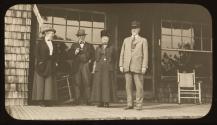 Guests on porch, Oak Lodge Trip