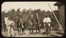 African American men tending horses, Oak Lodge Trip