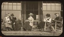 Guests on porch, Oak Lodge Trip