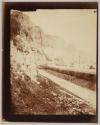 [Railroad and cliff, possibly near Dinant along the Meuse River, Belgium]
