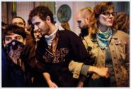 November 11, 2011 New York City, Occupy Protestors [sic] link arms as they face eviction.