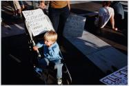 Washington, DC, A mother and son bring their message to Freedom Square.